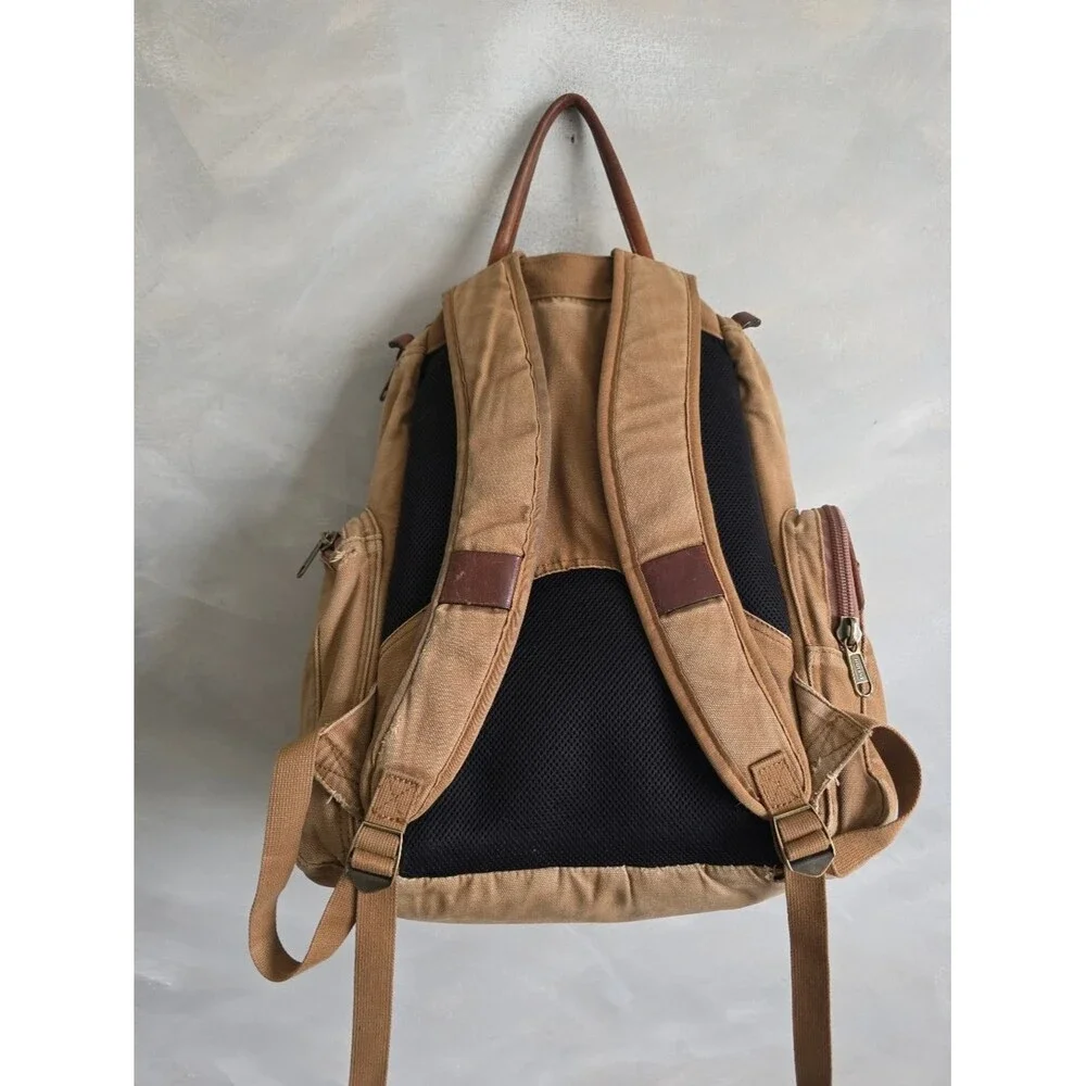 Duluth Heavy Duty Canvas Rugged Backpack Canvas/Leather Daypack Worn